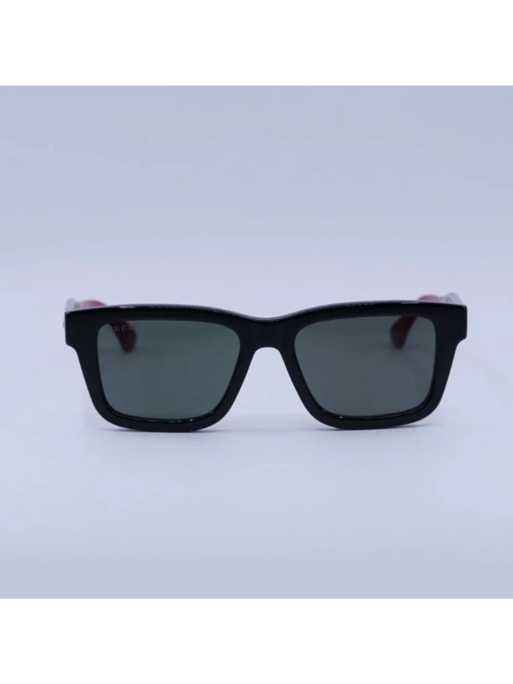 Gucci GG1869S 001 Sunglasses Black / Green / Red Square Frame, Grey Lenses